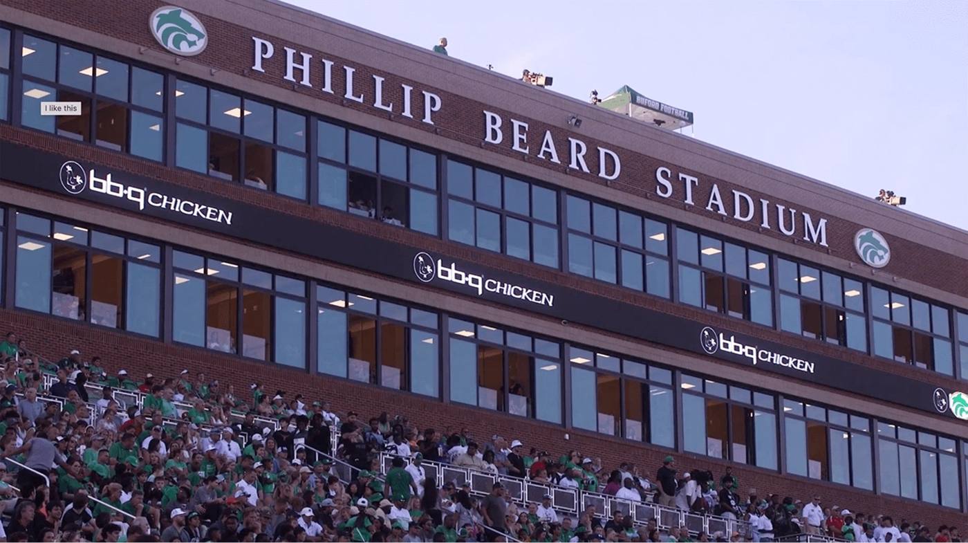 Crowd and press box at Phillip Beard Stadium in Buford, Georgia